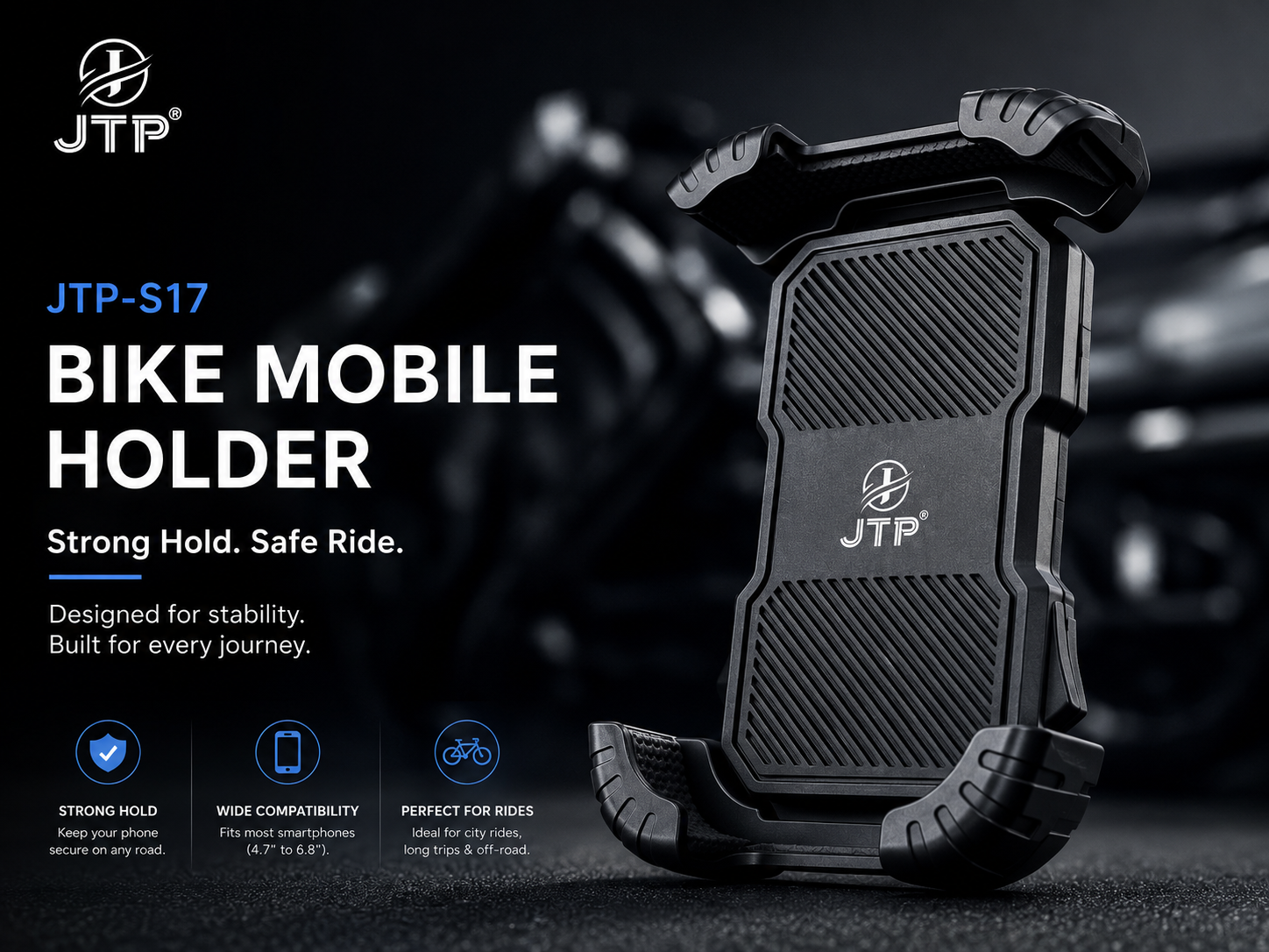 Bike Mobile Holder, Motorcycle Phone Mount, Mobile Holder for Bike, Handlebar Phone Holder, Universal Bike Phone Stand.