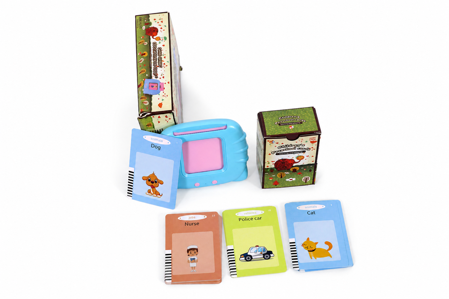 Wishkey Colorful Double-Sided Flash Cards, Educational Cards, Interactive Learning Toys for Kids,224 Words Develop Language Skills Best Gift for Boy Girl