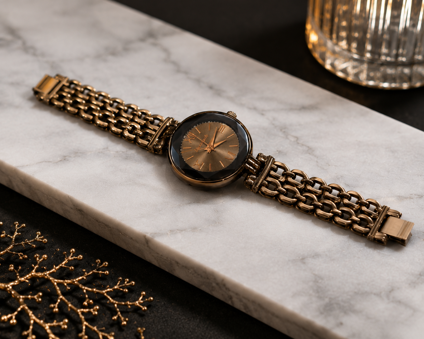 Firstek Women's Premium Rose Gold Chain Strap Analog Watch