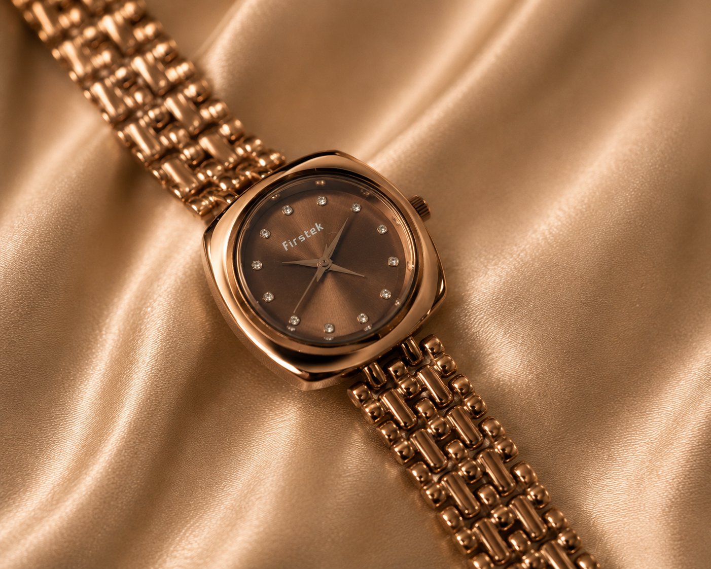 Firstek Women's Crystal Marker Analog Rose Gold Watch