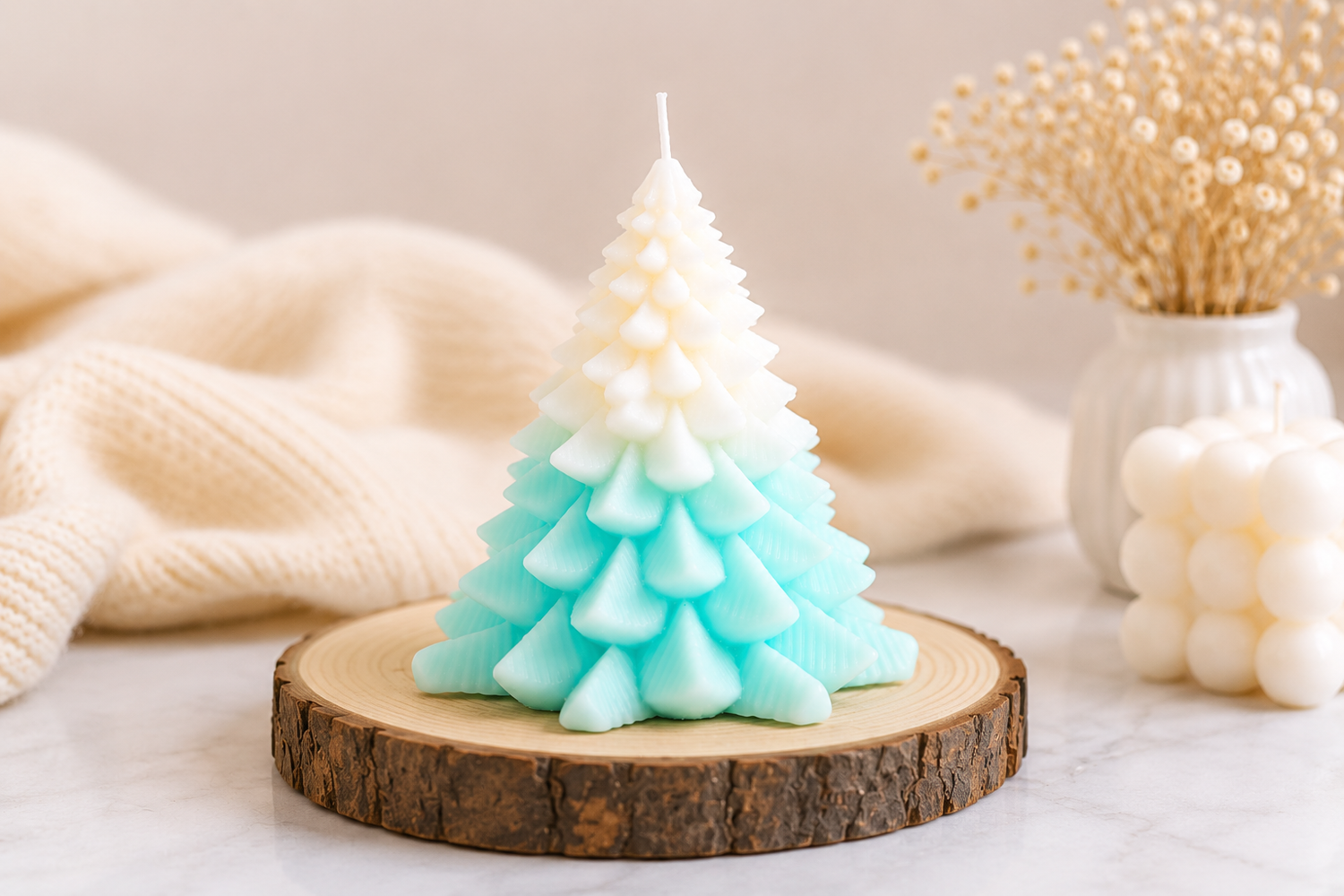 Hand crafted pure soly wax scented christmas Tree candle for gift party Decorations set 3 pcs