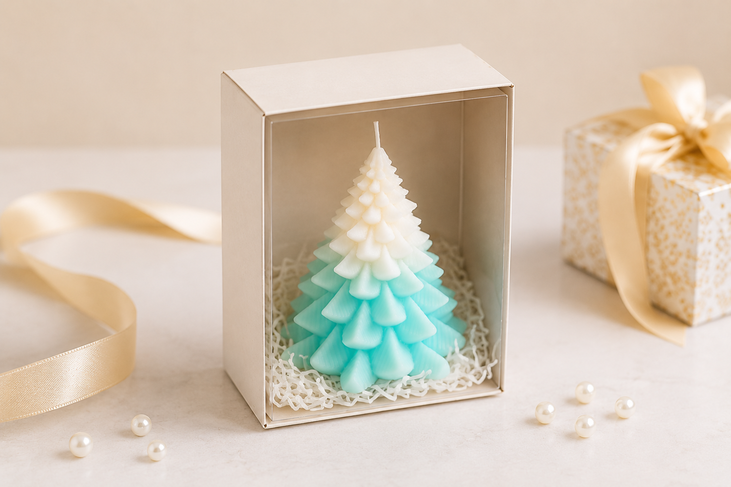 Hand crafted pure soly wax scented christmas Tree candle for gift party Decorations set 3 pcs