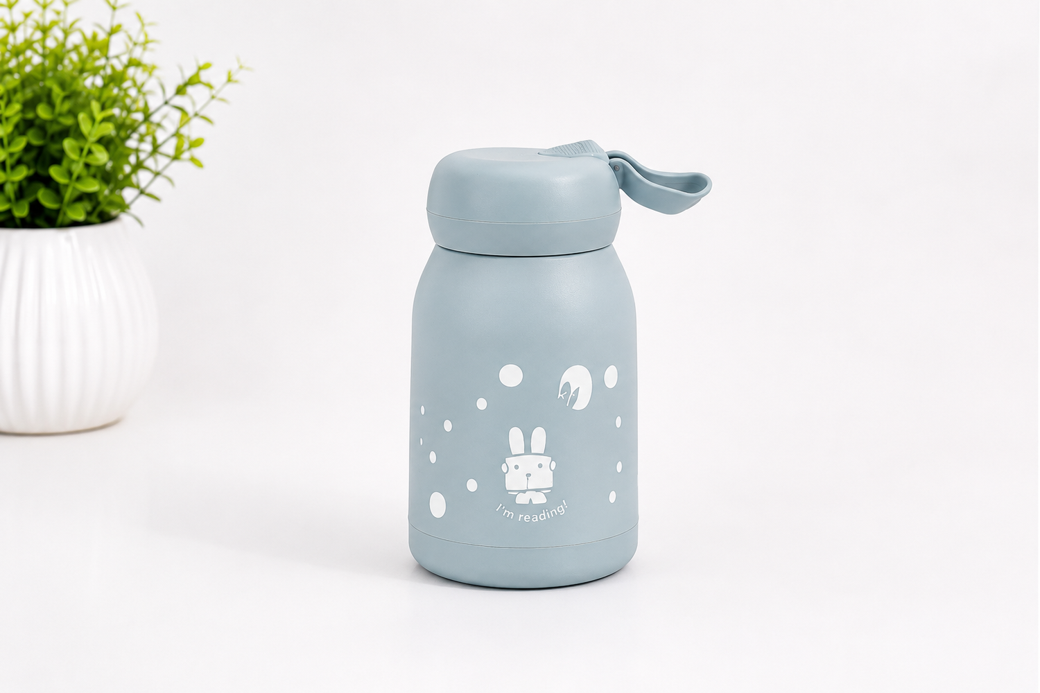 A Cute Rabbit Water bottle for kids , leakproof reusable drinking bottle with carry loop Bpa free light weight water bottle for school, travel Outdoor activities & daily use,.