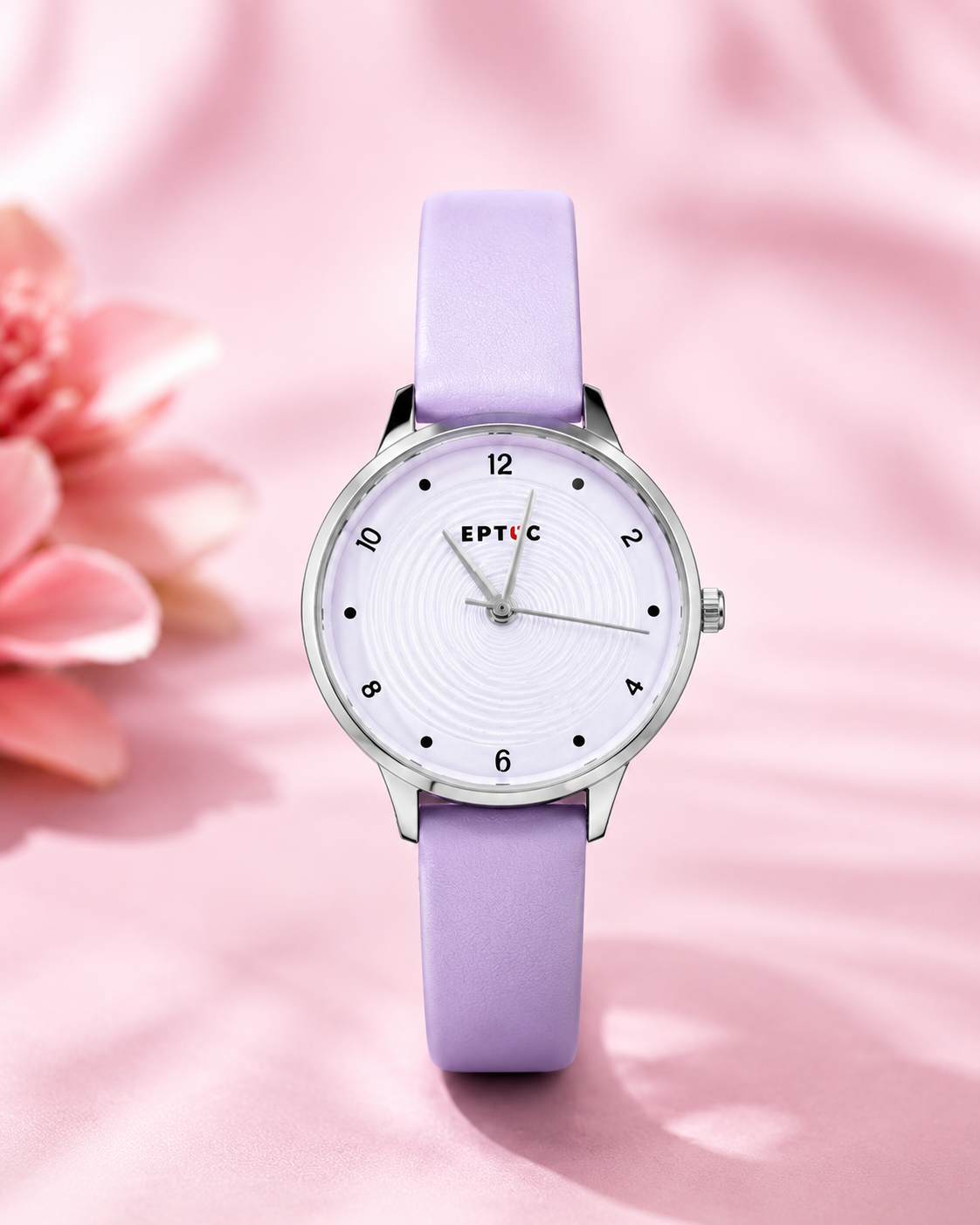 EPTOC Women's Minimalist Analog Quartz Watch | Lavender Leather Strap | Elegant Round Dial Casual Fashion Wrist Watch