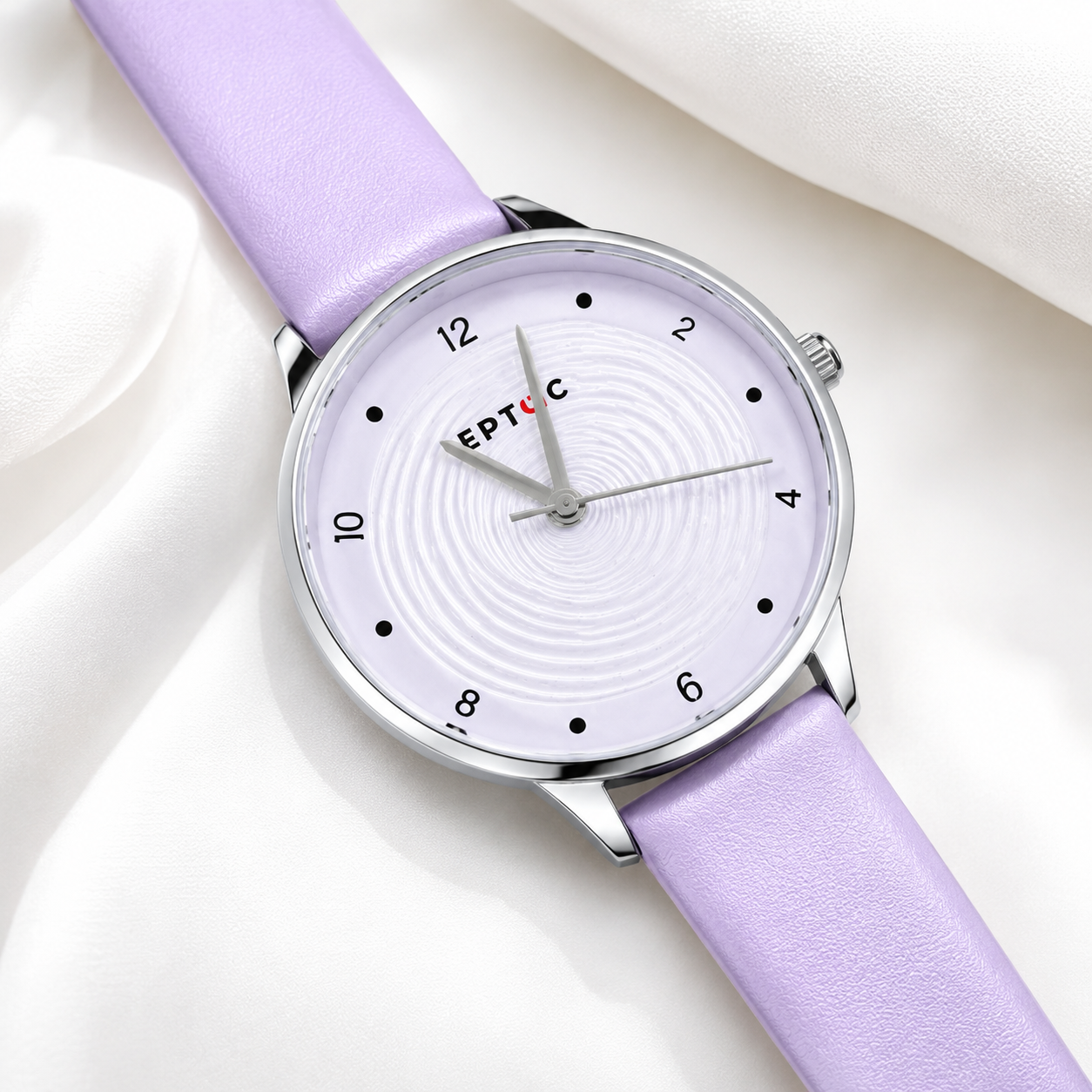 EPTOC Women's Minimalist Analog Quartz Watch | Lavender Leather Strap | Elegant Round Dial Casual Fashion Wrist Watch