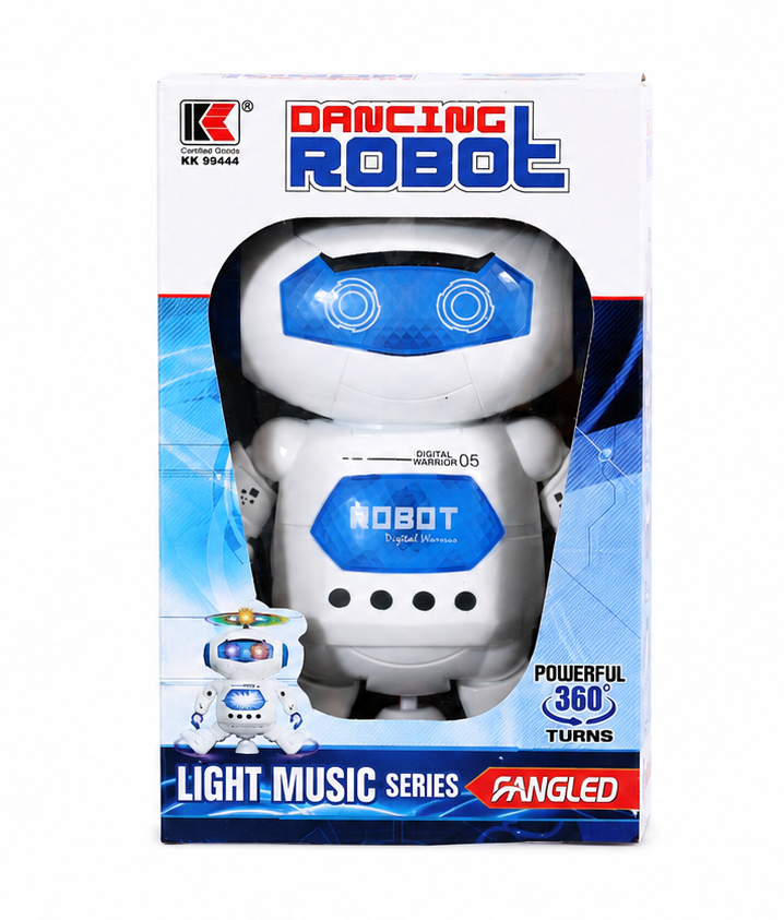 Dancing Robot Toy with LED Lights and Music, 360-Degree Rotation, Battery Operated