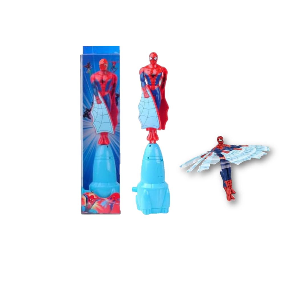 Flying Superhero Action Toy, Hand-Press Launcher, Plastic, No Batteries Required, Kids Indoor Play